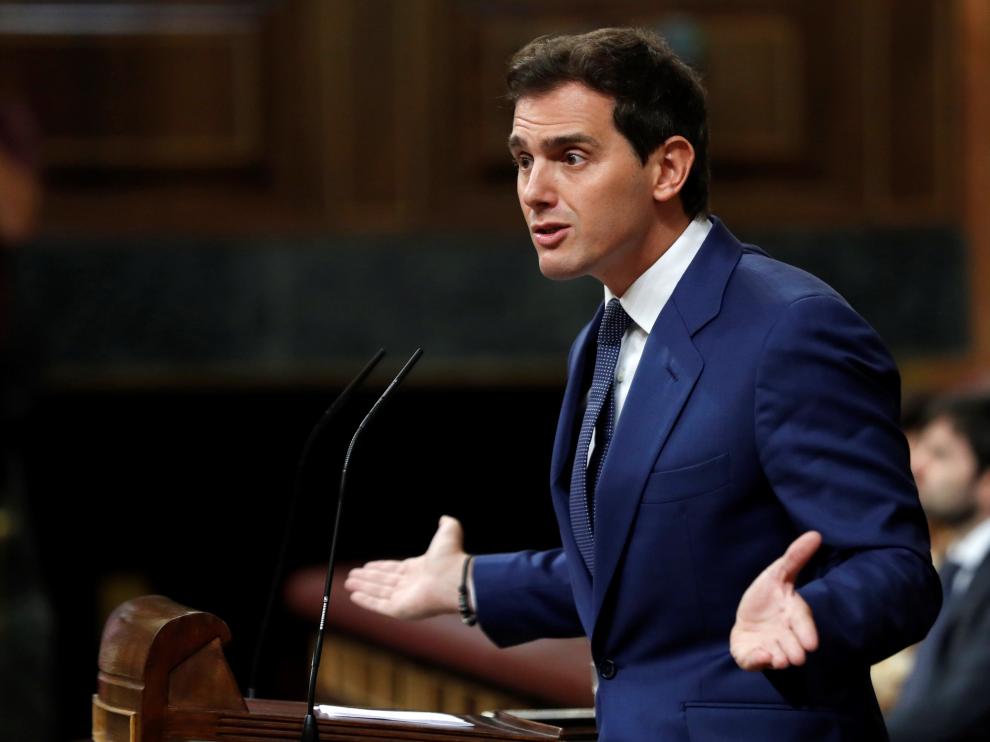 El líder de Cs, Albert Rivera, durante el debate de investidura.