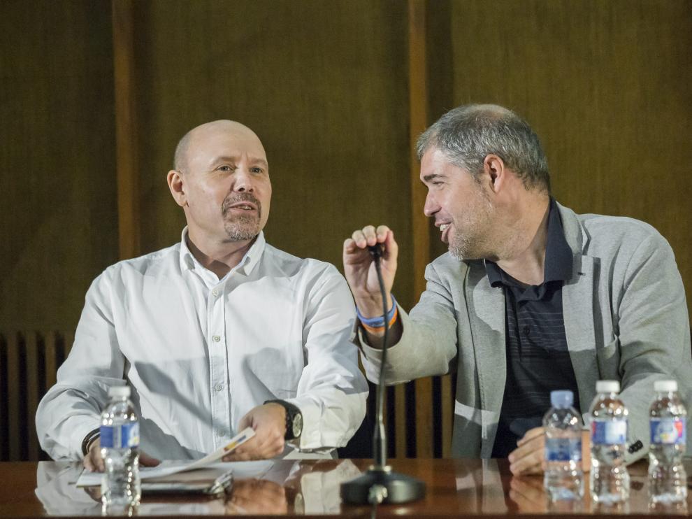 Manuel Pina, acompañado del secretario general de Comisiones Obreros, Unai Sordo.
