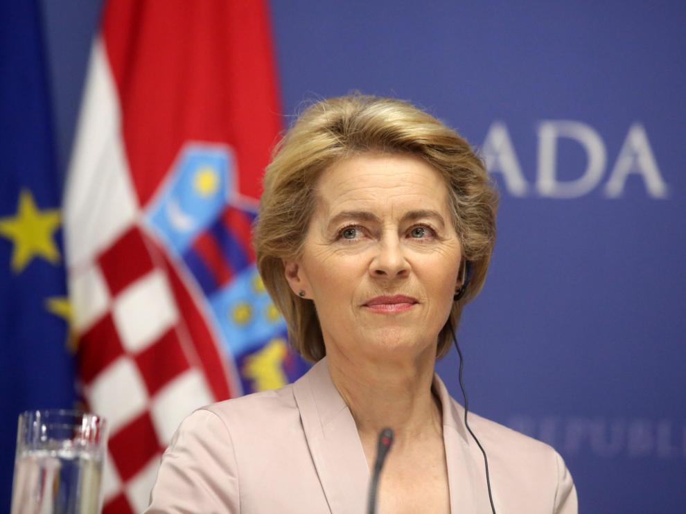 Zagreb (Croatia), 30/07/2019.- European Commission President Ursula von der Leyen looks on prior to her meeting with the Croatian prime minister during her official visit in Zagreb, Crotatia, 30 July 2019. (Croacia) EFE/EPA/ANTONIO BAT European Commission President Von der Leyen visits Croatia