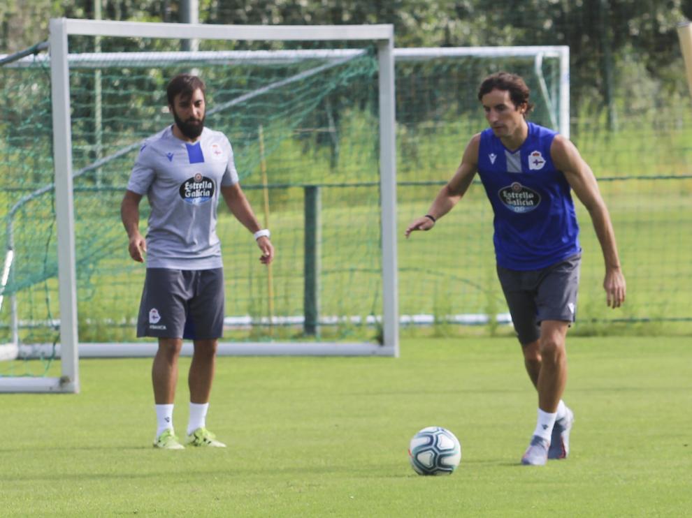 Pedro Mosquera, entrenando con el Deportivo de La Coruña.