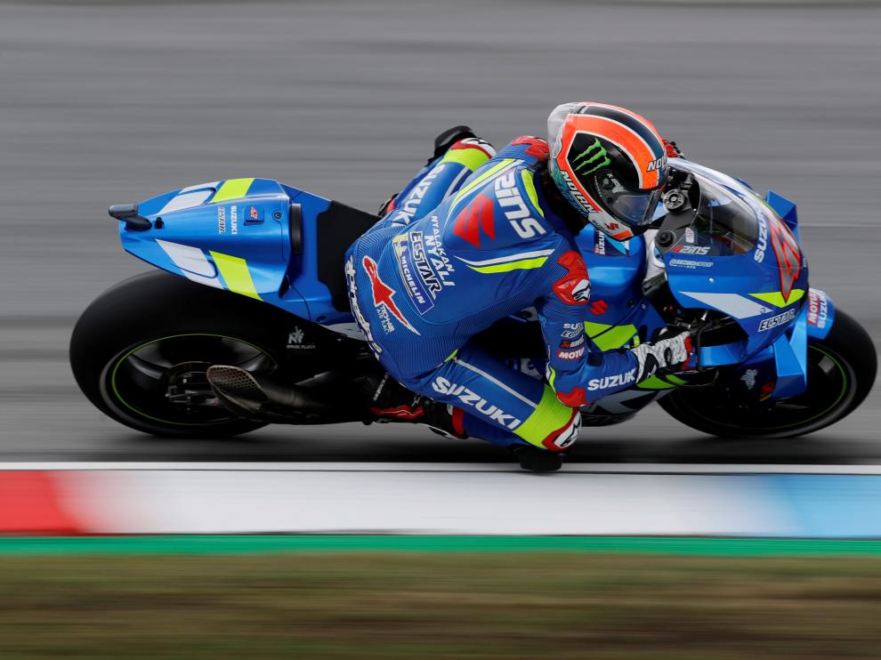 Alex Rins durante la clasificación para el Gran Premio de la República Checa.