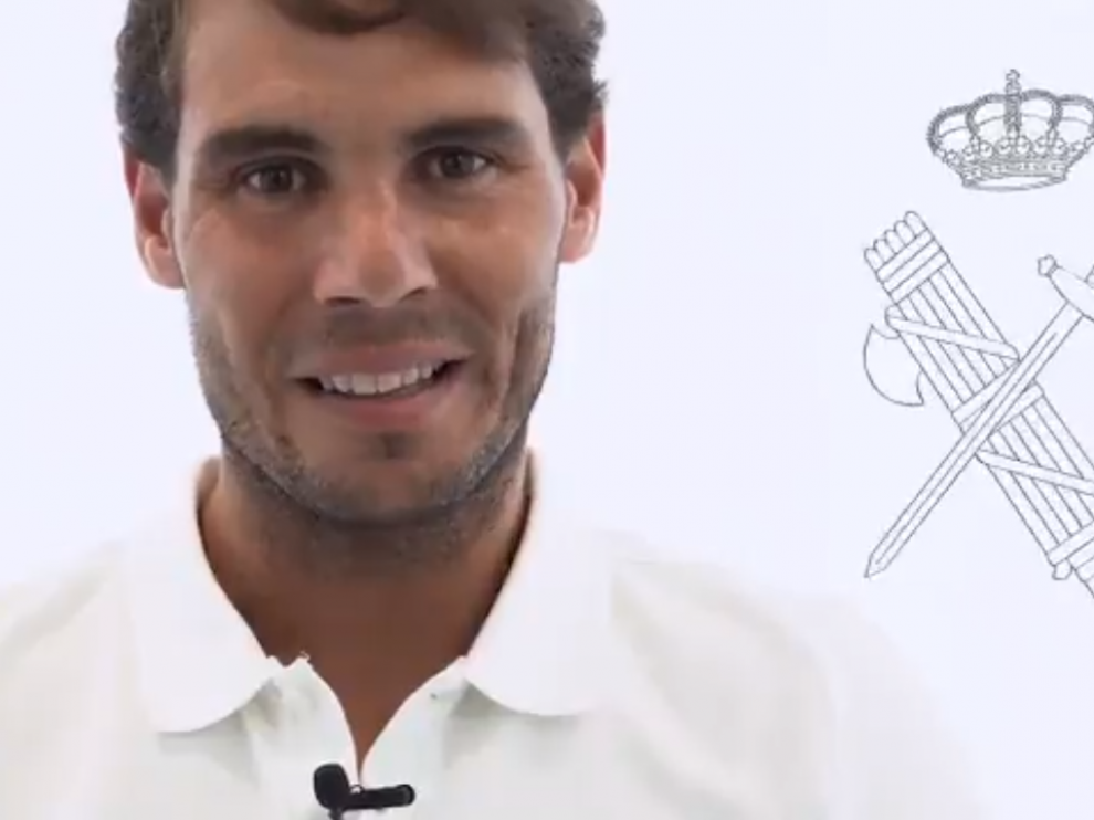 Captura del vídeo de Rafa Nadal para la liga universitaria en ciberseguridad de la Guardia Civil.
