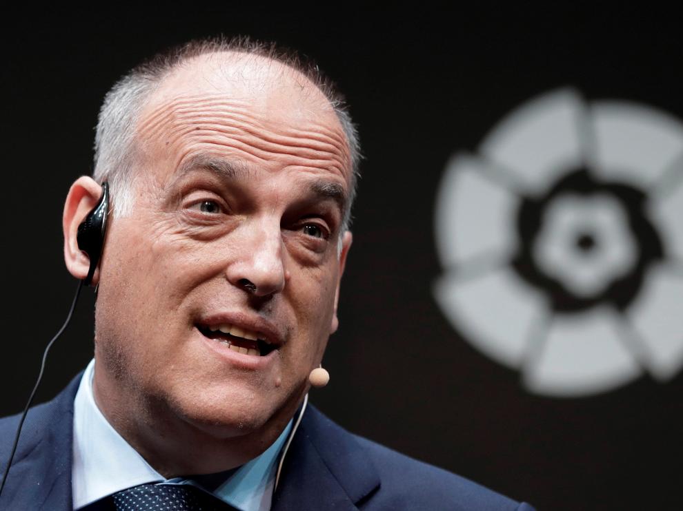 Javier Tebas en la presentación de LaLiga Icons en Tokio, Japón, el pasado 22 de julio.