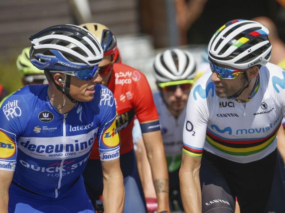 Enric Mas y Alejandro Valverde durante el Tour de Francia 2019.