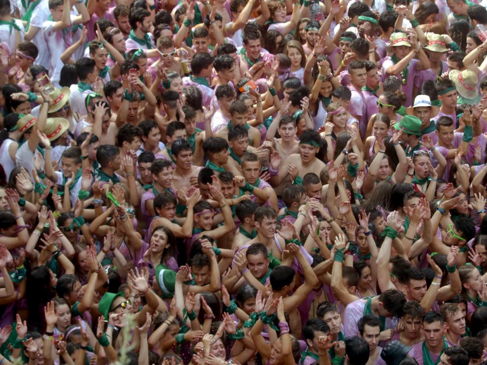 Imagen del chupinazo de 2018 en la plaza de la Catedral.