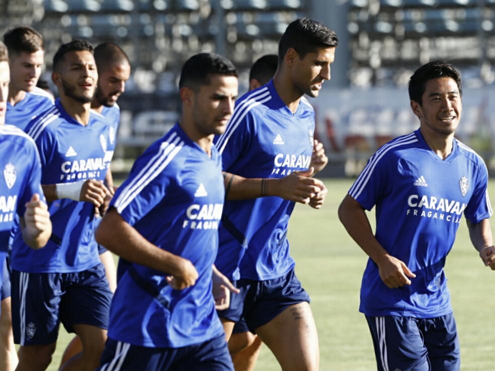 Entrenamiento en la Ciudad Deportiva del Real Zaragoza, viernes 9 de Agosto.