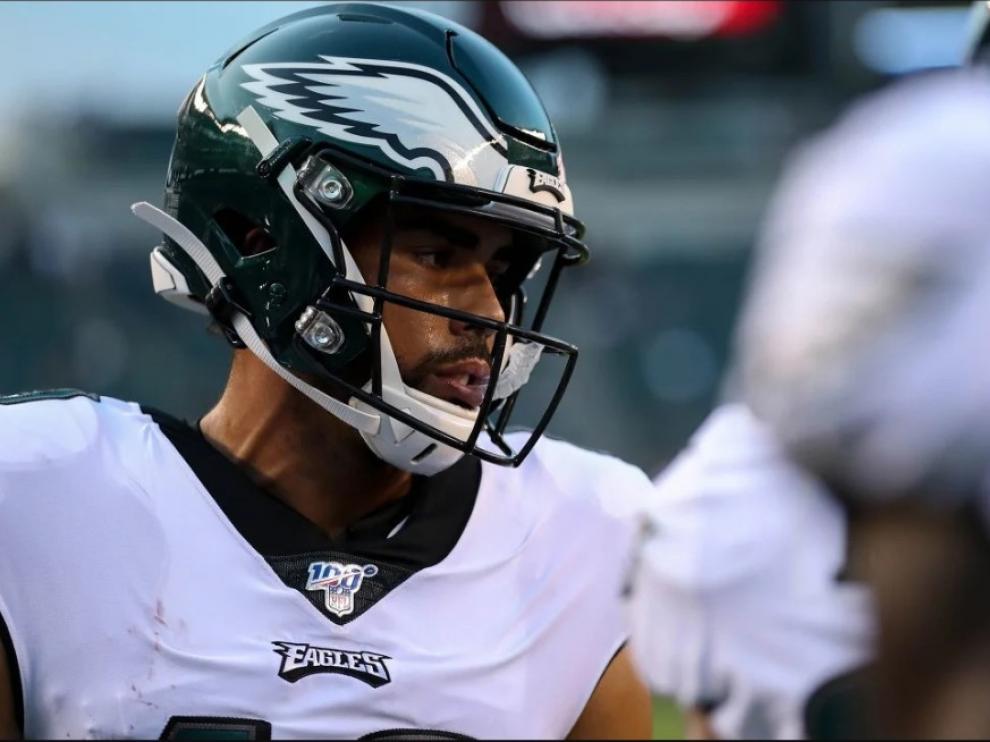 José Joaquín Arcega-Whiteside en su debut con los Philadelphia Eagles.
