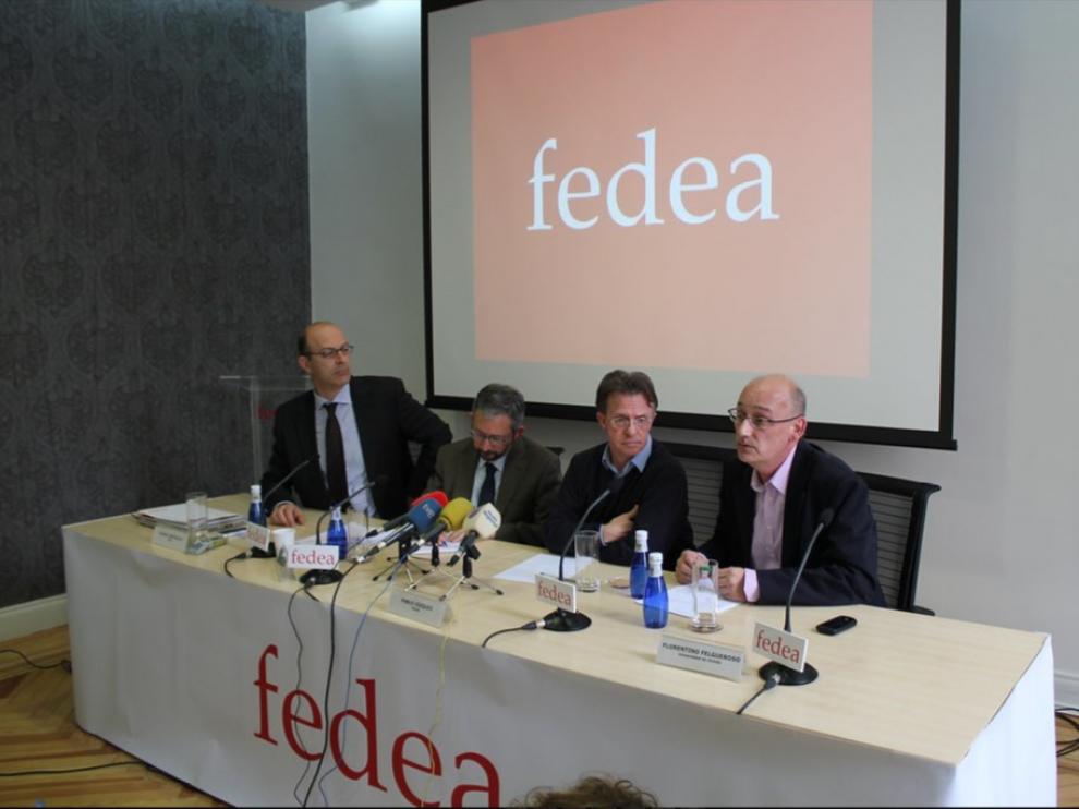 Pablo Vázquez, Samuel Bentolila, Juan José Dolado y Florentino Felgueroso, representantes de FEDEA.