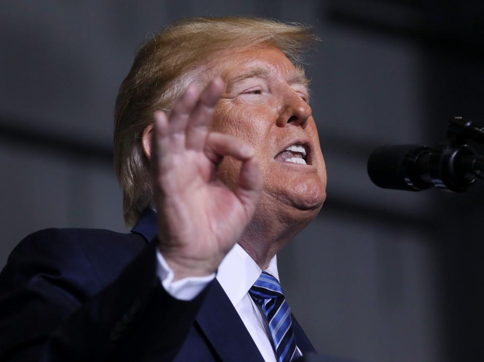 U.S. President Donald Trump speaks about U.S. energy production and manufacturing at the Shell Pennsylvania Petrochemicals Complex in Monaco, Pennsylvania, U.S. August 13, 2019. REUTERS/Jonathan Ernst [[[REUTERS VOCENTO]]] USA-TRUMP/