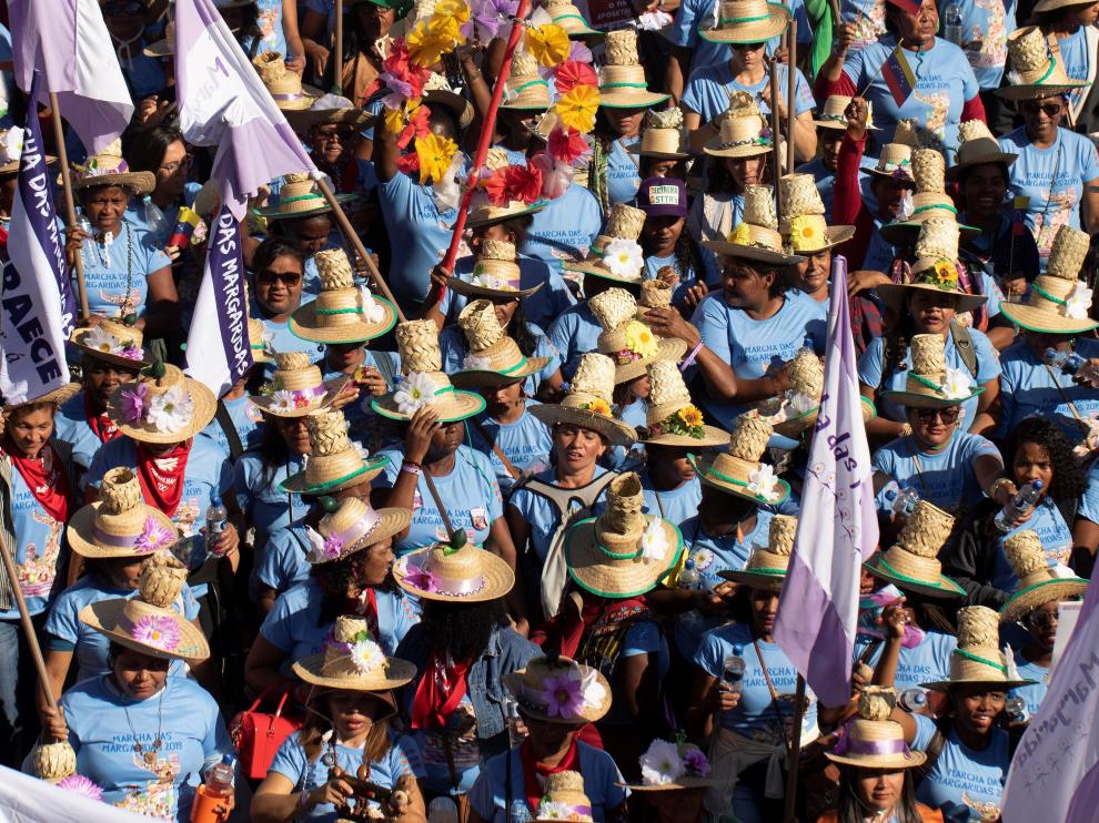 Protesta de las mujeres brasileñas en Brasilia.