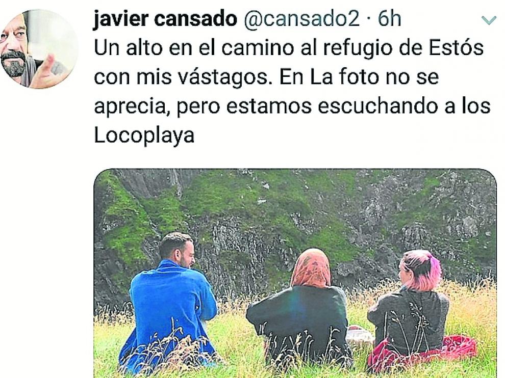 Captura del tuit de Cansado en Estós
