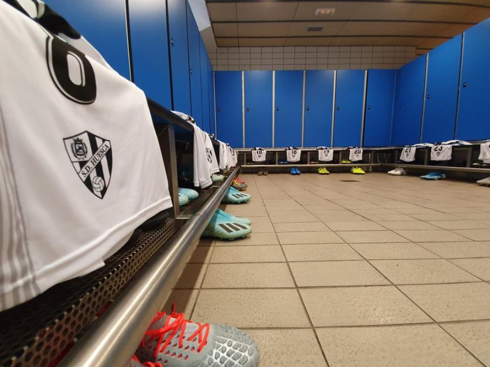 Vestuario de la SD Huesca en el Estadio de Gran Canaria