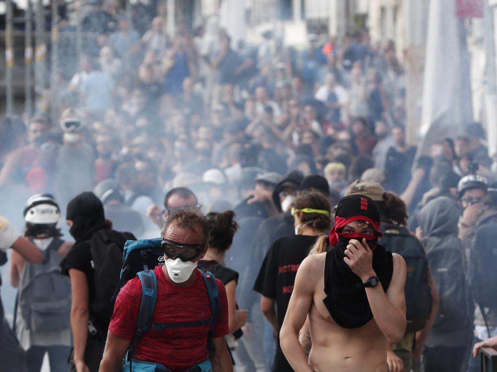 Las protestas se han sucedido estos días en diversas poblaciones del entorno de Biarritz