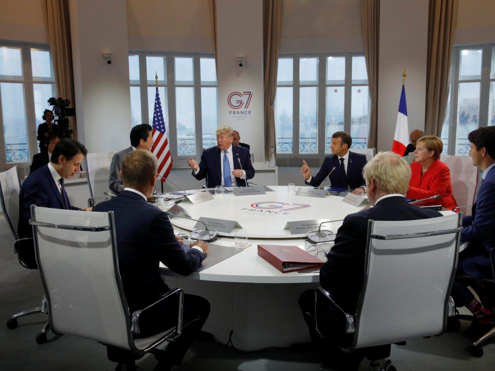 Los líderes del G7 en la reunión mantenida en la mañana de este domingo