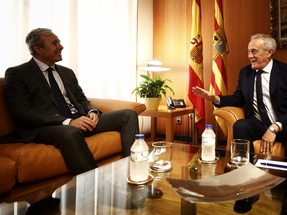 Azcón y Sada, este lunes en el despacho del presidente de las Cortes