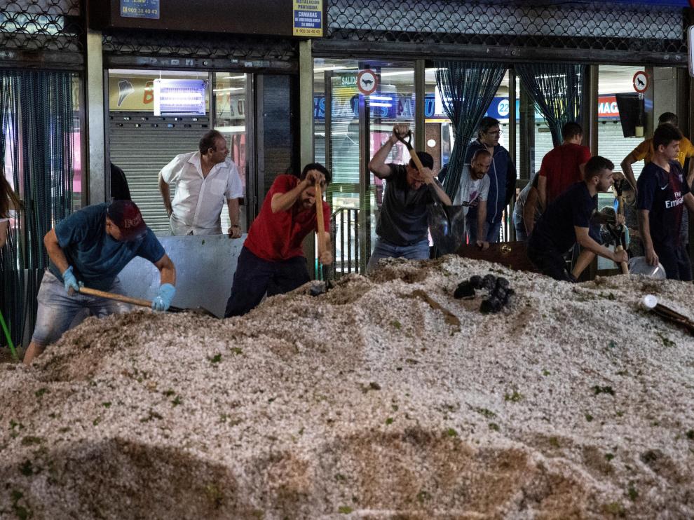 Las fuertes tormentas provocan inundaciones en Arganda del Rey (Madrid).