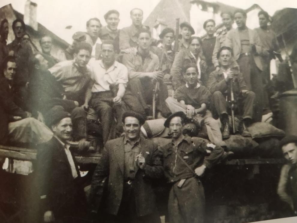 Miembros de la X Brigada de Guerrilleros que intervino en la liberación de Canfranc el 23 de agosto de 1944.
