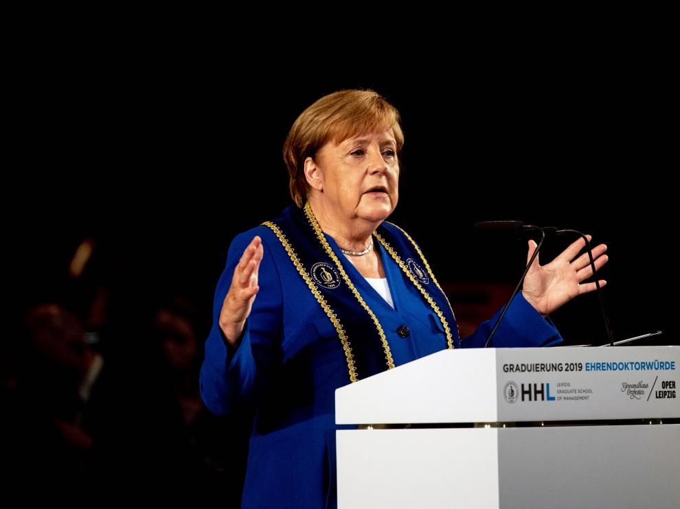 Ángela Merkel este sábado.
