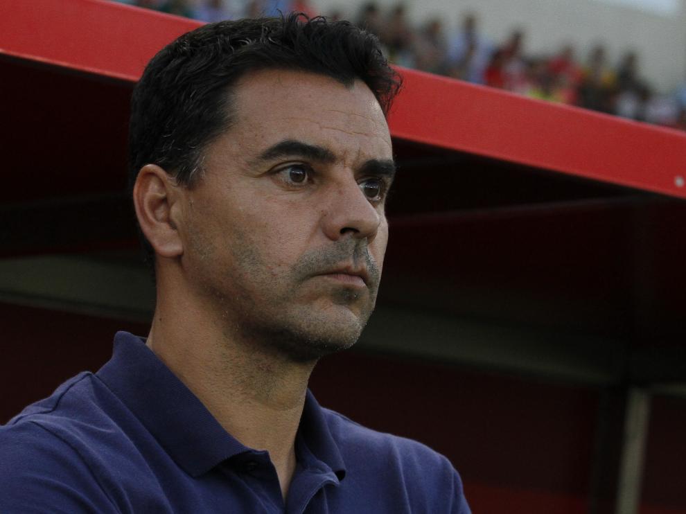 Míchel Sánchez, durante el partido en Almería.