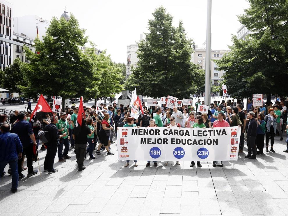 Huelga de profesores por la reducción de la jornada lectiva en mayo de 2019.
