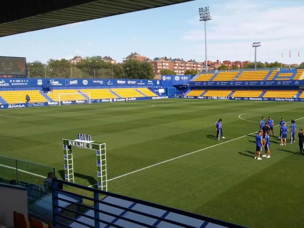 Imagen del estadio Santo Domingo de Alcorcón antes del partido del Real Zaragoza.