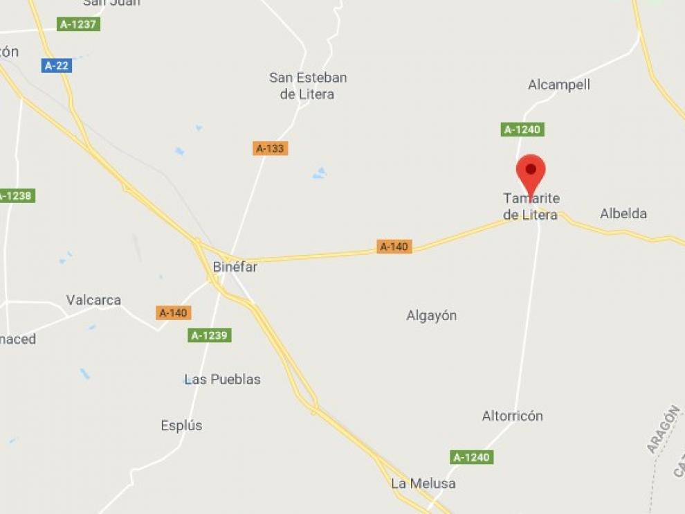 Lugar del accidente, en Tamarite de Litera.