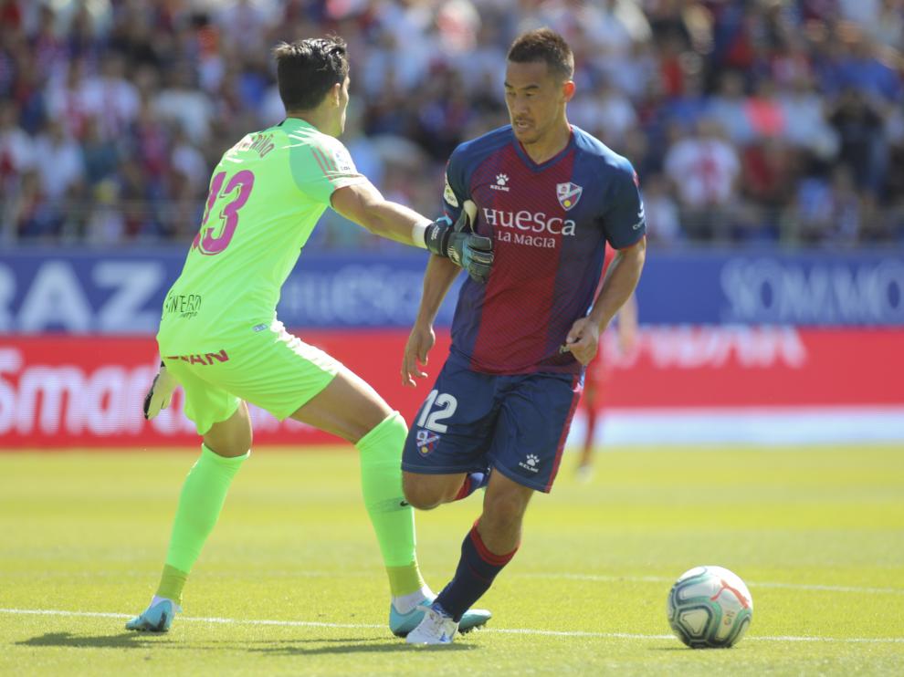Shinji Okazaki, en sus primeros minutos como jugador azulgrana.