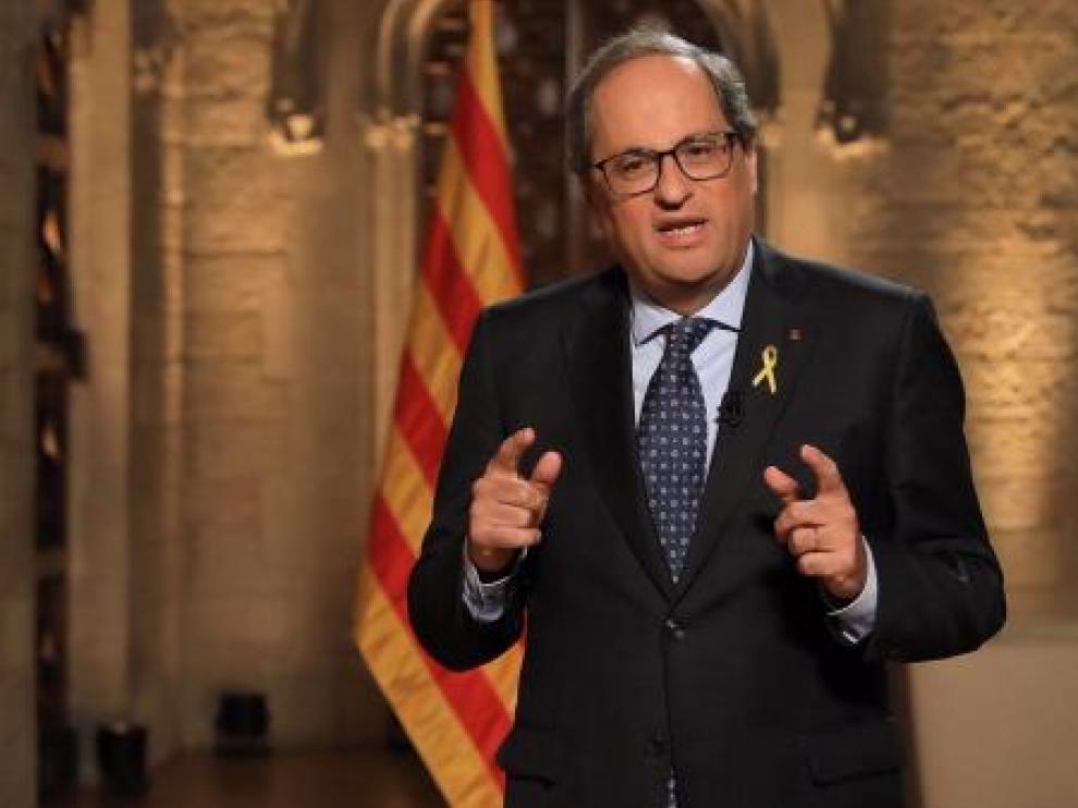 Torra durante el mensaje institucional de la Diada