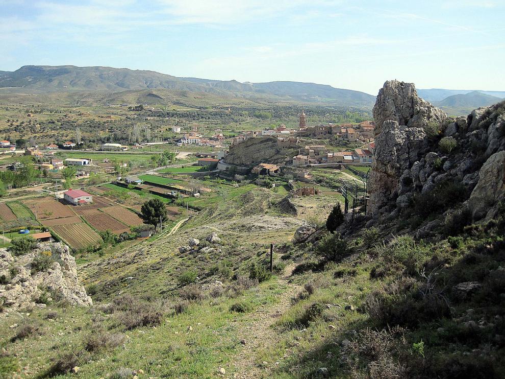 Valle del Martín desde el mirador de la tía Chula con Oliete al fondo.