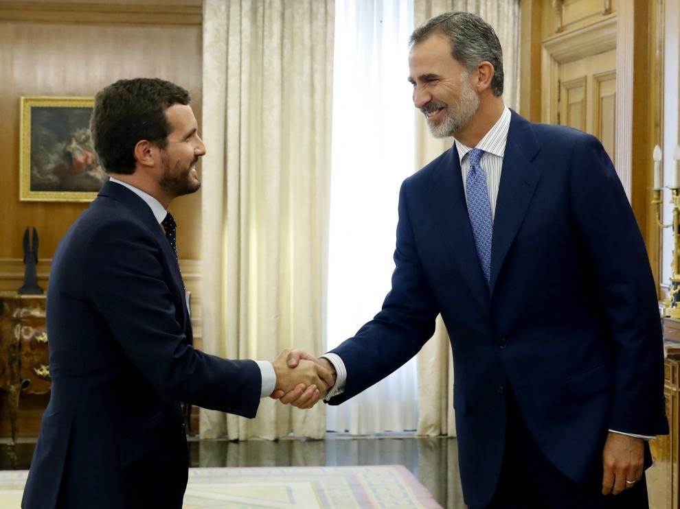Pablo Casado se reúne con el Rey en el Palacio de la Zarzuela.