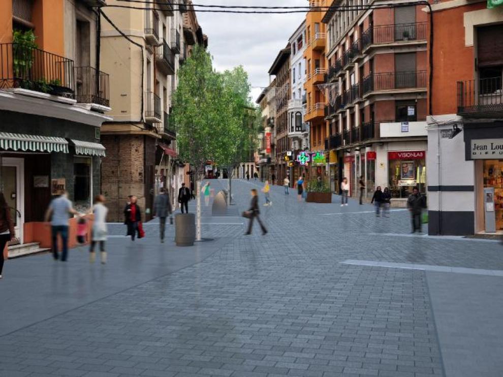 Recreación virtual de cómo quedará el Coso Bajo tras las obras.