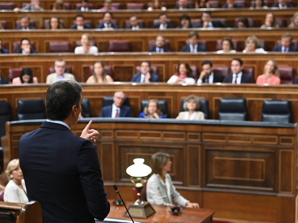 El presidente del Gobierno en funciones, durante el pleno del Congreso.