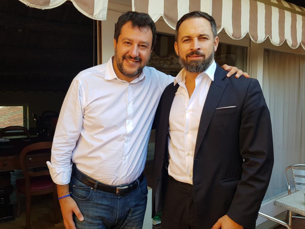 El líder de Vox Santiago Abascal se ha reunido con el ex viceprimer ministro italiano Matteo Salvini.