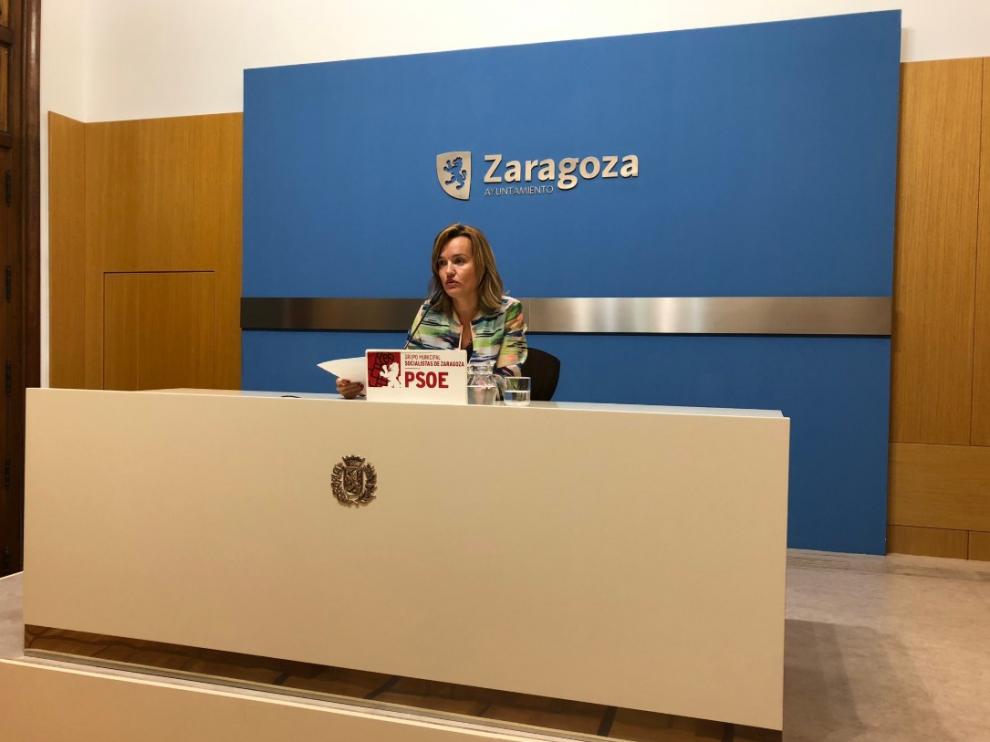 Pilar Alegría, este viernes en una rueda de prensa.