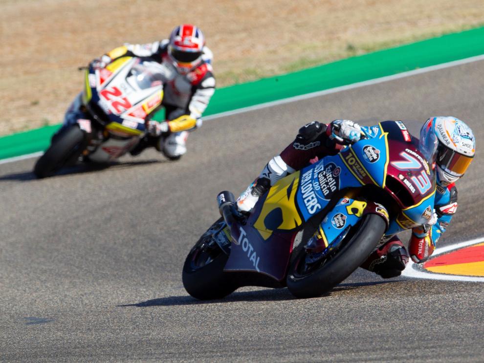 El piloto español Alex Márquez durante los entrenamientos libres de Moto2.