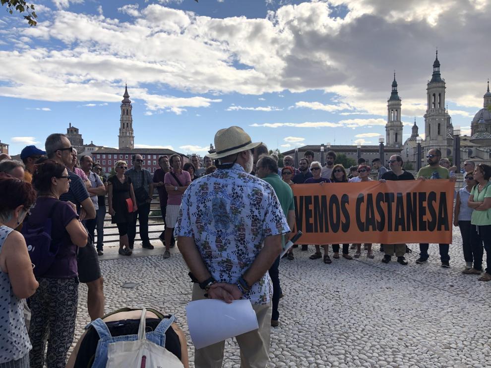 Los asistentes a la manifestación, ayer en el Balcón de San Lázaro