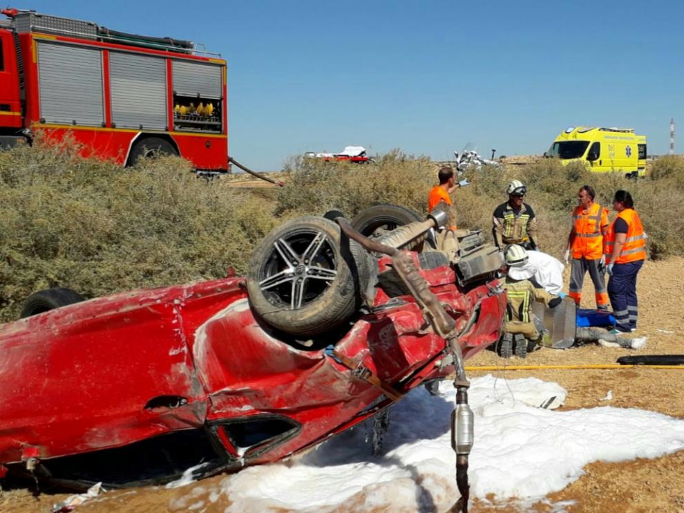 Accidente en Caspe con dos heridos.