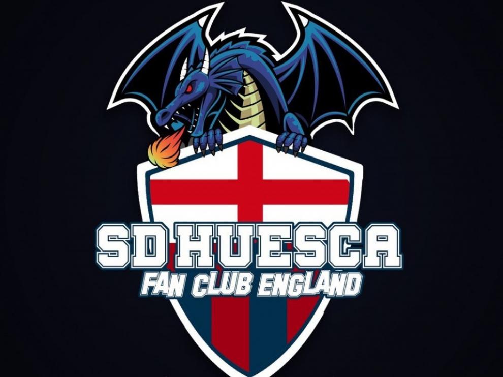 Escudo de la peña británica de la SD Huesca.