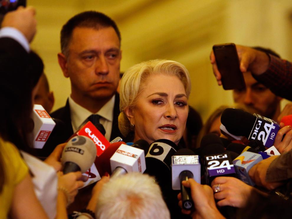 La primera ministra, Viorica Dancila, tras la caída de su gobierno en una moción de censura.