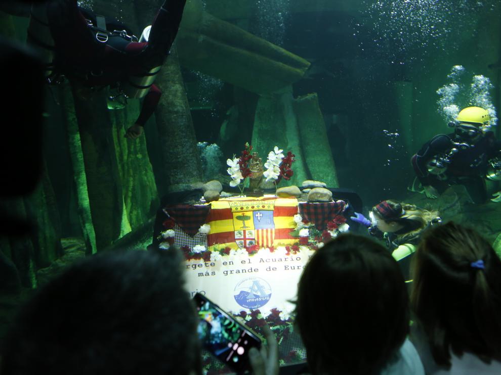 Ofrenda subacuática en el Acuario de Zaragoza