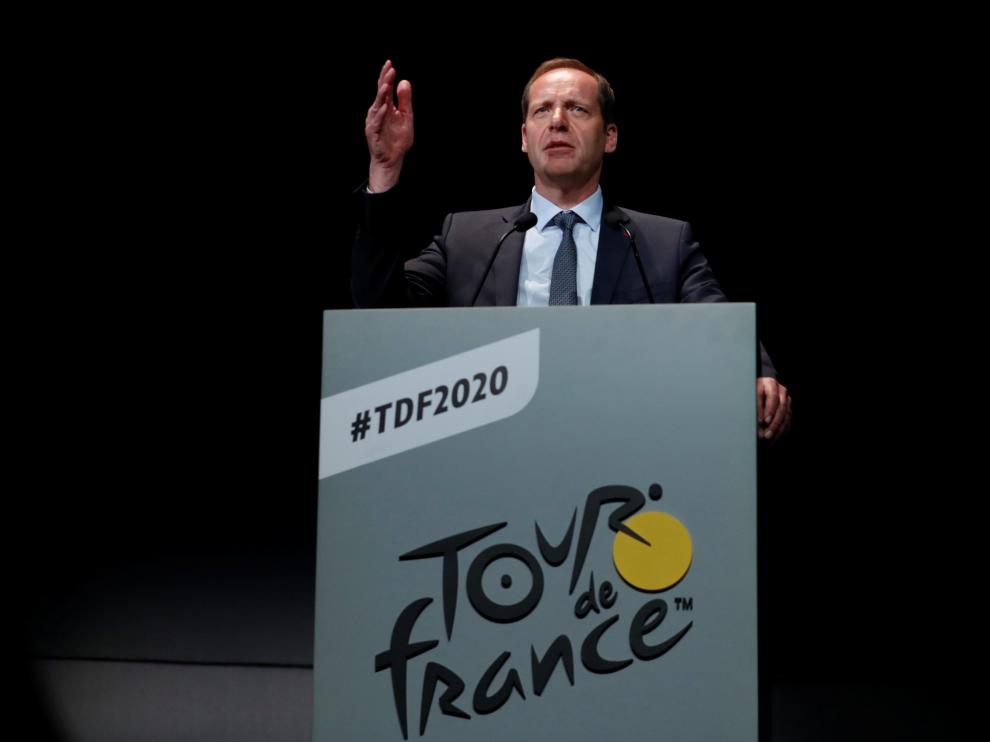 El director del Tour de Francia, Christian Prudhomme, en rueda de prensa.