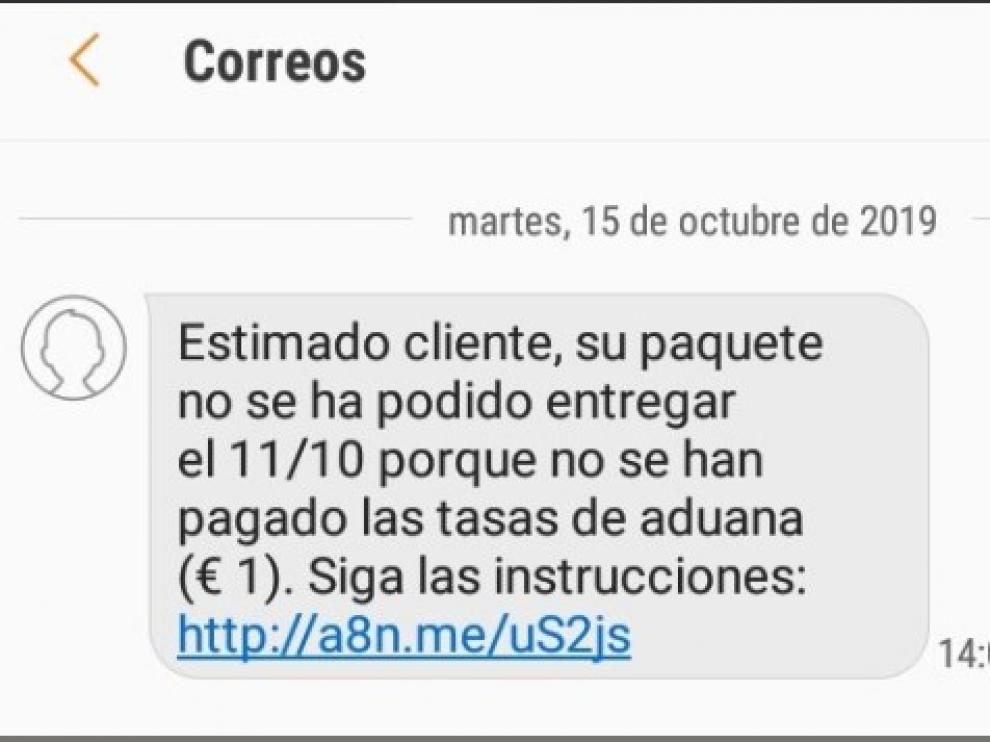 Si te llega un SMS de Correos para que pinches a un enlace no lo hagas, es una estafa