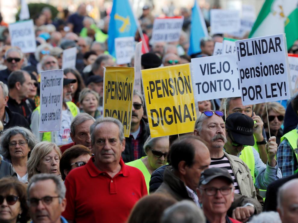 Manifestación de pensionistas en Madrid.