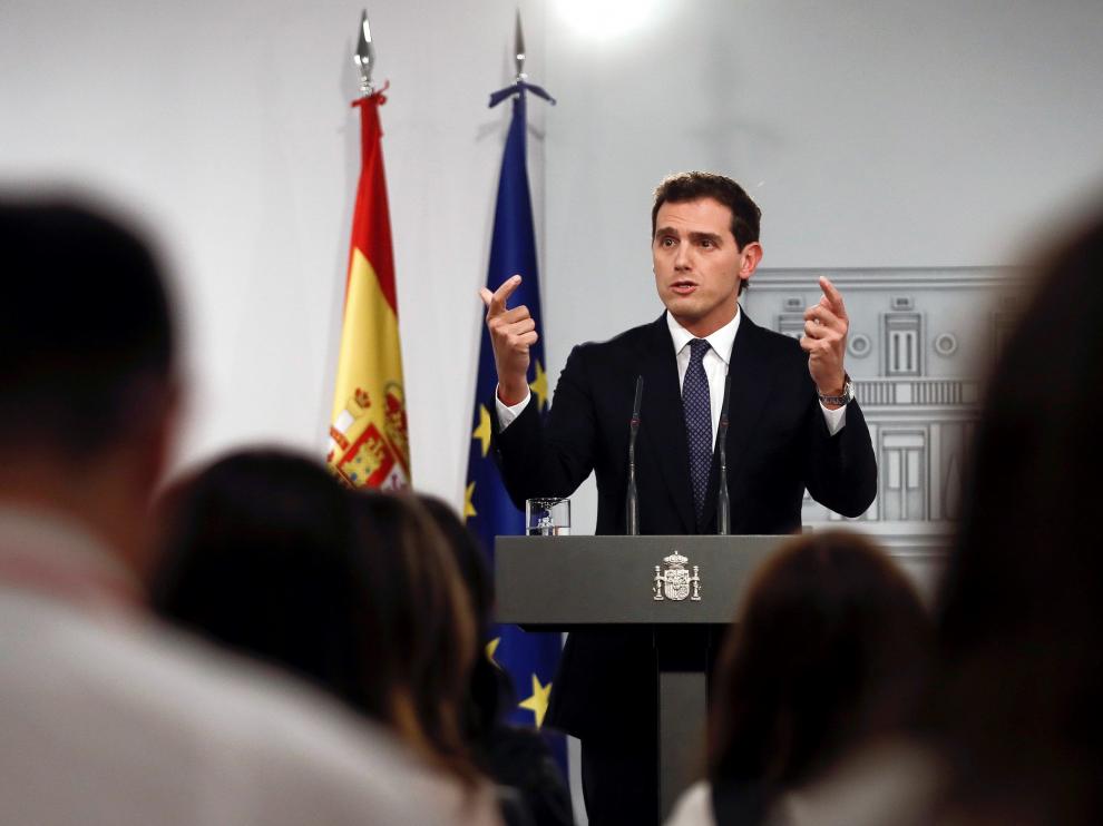 Rivera, tras su reunión con Sánchez.