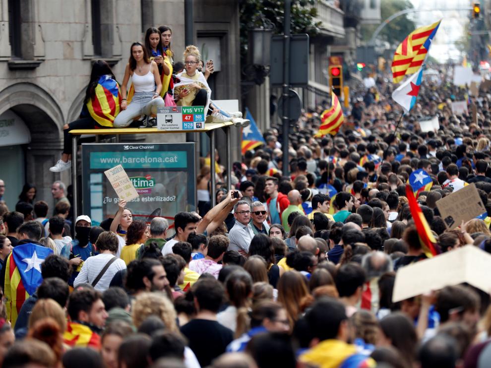 Manifestación de estudiantes en Barcelona