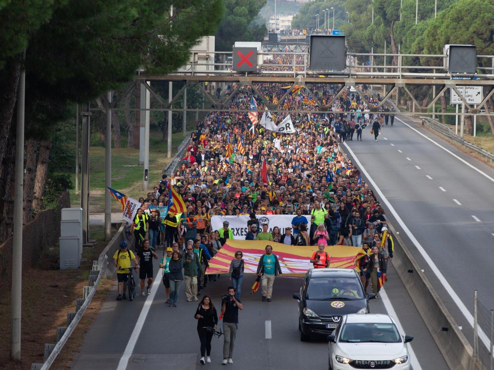 Una de las llamadas 'Marchas por la libertad' llegando a Barcelona