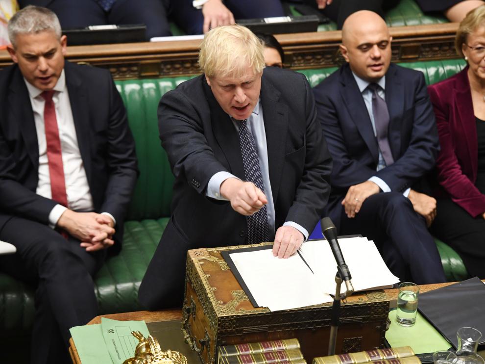 Boris Johnson en un momento de su intervención parlamentaria.