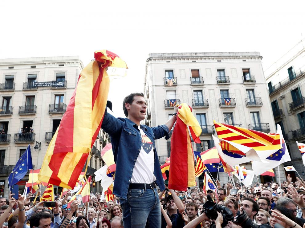 Albert Rivera durante un mitin de este domingo.