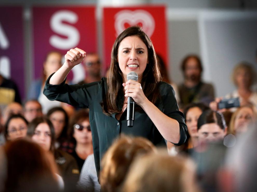 Irene Montero en el mitin de este domingo.