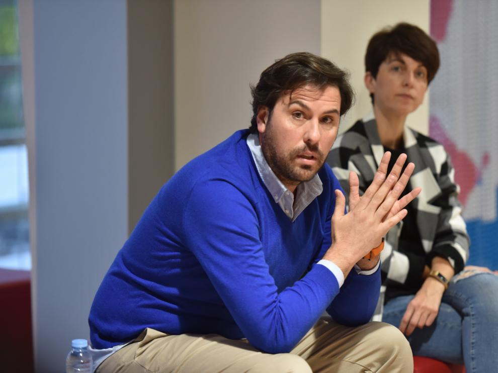 Rubén García, durante el encuentro con prensa y simpatizantes en El Alcoraz.